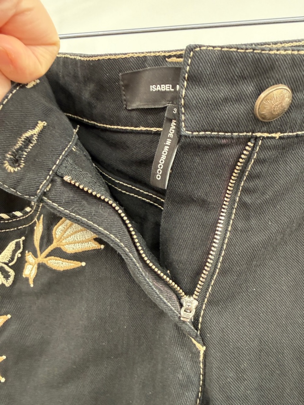 ISABEL MARANT Western Inspired Embroidered Black Denim Size 38 - Picture 8 of 10